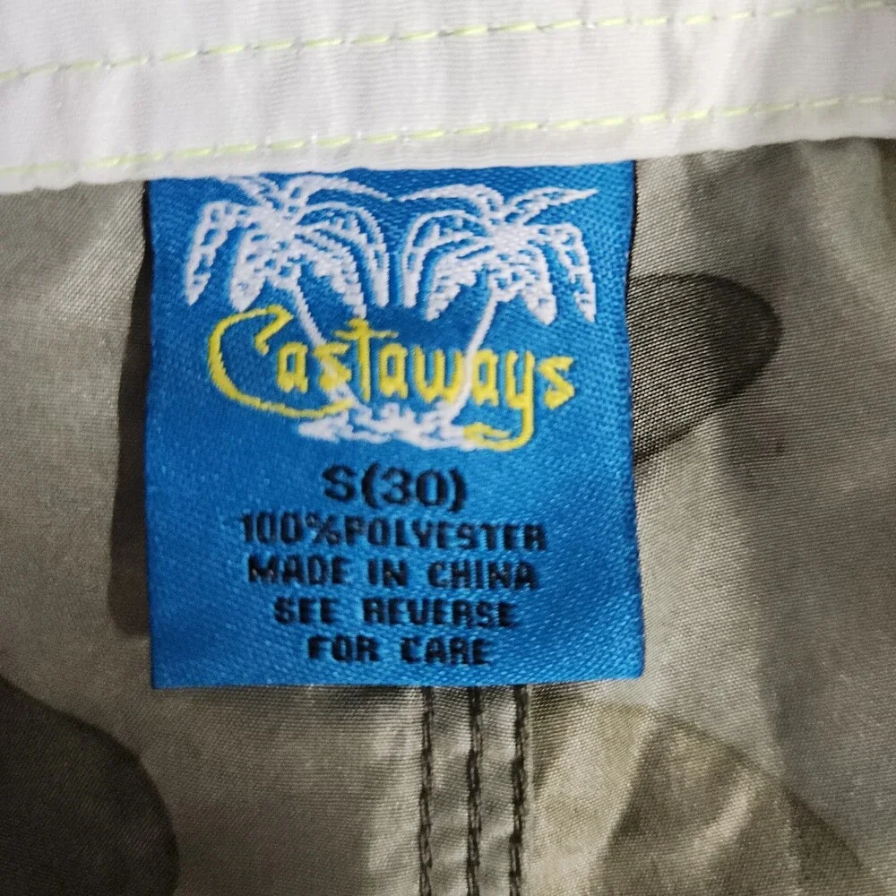 Castaways 71672 Mens Board Shorts Swim Trunks S 30 Camo Neon Orange Trim 142